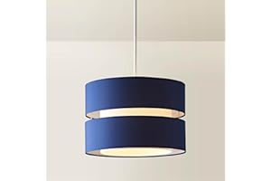 ValueLights | Large Navy Blue 2 Tier Pendant Drum Lampshade | Lamp Shades, Home Décor & Improvement Essential | 350mm Shade Width