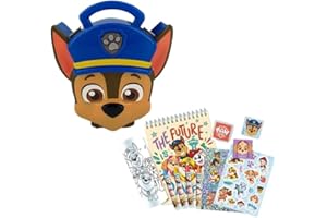 SRV HUB 12Pcs Paw Patrol 3D Stationery Set – Deluxe Art & Colouring Briefcase with Crayons, Notebook, Stickers & Stamps – Ultimate Christmas Gifts & Travel Toy for Kids Ages 3+