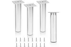 MIXDORA 4Pcs Adjustable Furniture Legs Silver Metal Sofa feet Aluminum Alloy Couch Legs Wardrobe Foot Bed Feet Furniture Replacement Legs (Silver, 20cm)