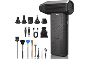 CUBTEM Soplador de Aire Potente Polvo Eléctrico 110000RPM,3 Velocidades con luz LED de Batería 8000mAh Recargable Aire Comprimido Limpieza Portátil PC Air Duster para Limpiar, PC, Laptop, Coche