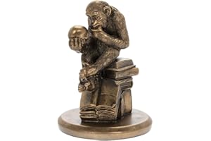 THORNE ANTIQUES AND COLLECTABLES Philosophising Monkey Holding Skull Bronze Resin Sculpture, Inspired by Wolfgang Hugo Rheinhold