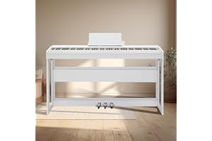 Bonnlo Digitalpiano mit 88 gewichteten Tasten, E-Piano Keyboard mit 3-Pedal-Einheit für Anfänger, Klavier mit MIDI-USB, Doppel-Bluetooth, Stereolautsprechern, 128 Töne und Rhythmen, Weiß