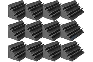 Arrowzoom 12 Bass Trap Piastrelle in Schiuma Acustica 12x12x24cm Isolante Murale Schiuma Contorta Assorbitore Banda Larga di Registrazione Nero 1133