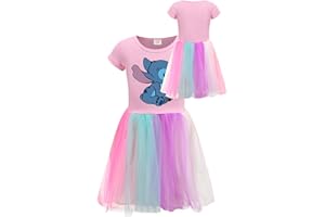 Xpialong Blue Cat Girls' Skirt Casual One-Piece Fluffy Kids Girls Summer Dresses