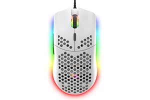 Hoopond ZIYOULANG Mouse da gioco cablato, mouse a nido d'ape leggero 69G con 6400 DPI, mouse da gioco USB programmabile a 6 pulsanti, per giocatori PC e utenti Xbox e PS4(bianco)