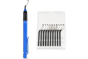 QZKJQDD avgränsningsverktyg universal, handhållen gräsklippare med 10 ersättningsblad, 360° roterande blad BS1010, HSS avgränsare för 3D-skrivartillbehör, metall, plast, aluminium, koppar och mässing