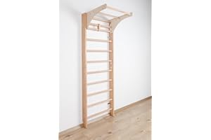 SportBaby Espaldera de Gimnasio Kombi-1-240 Escalera Sueca de Madera para Niños y Adultos, Barras de Fitness, Juego y Entrenamiento en Casa