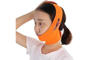 Sonew Facial Minceur Masque Visage Bandage Nylon et Polyester pour le Soin du Visage Cou Mince Facelift Double Menton pour Femmes (Orange et Rose Rouge)(Orange)