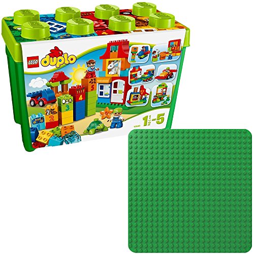 Preisvergleich Produktbild LEGO Duplo 2er Set 10580 2304 Deluxe Steinebox + Grüne Bauplatte