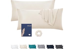 ‎VIELIT Vielit Kissenbezug 40 x 80 Beige Weich Kopfkissenbezug 40x80 2er Set Mikrofaser Kissenbezüge 40x80 Kissenhülle Für Kissen 40x80 mit 1 Haargummi Öko-Zertifikat Resistent Hypoallergen Hotelverschluss