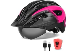 ‎FUNWICT FUNWICT Fahrradhelm mit Visier für Herren Damen, Leichte Fahrradhelm mit Magnetischem Brille und USB-Aufladung LED Licht, Stylisch Mountainbike Helm Größe M/L/XL, Weiß Schwarz