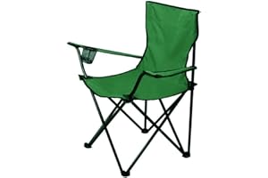 rynli Lightweight Folding Camping Chair Durable Armchair with Cup Holder, Extra-Wide Design for Adult and Kids. Perfect for Outdoor Activities - Beach, BBQs, Fishing (Green)