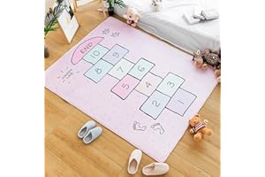 URMAGIC Tapis de marelle pour enfants, tapis antidérapant 60X180cm, tapis de jeu pour chambre d'enfants, tapis éducatif doux lavable pour enfants, tapis pour enfants, cadeau pour fille / garçon (100x160cm, G)