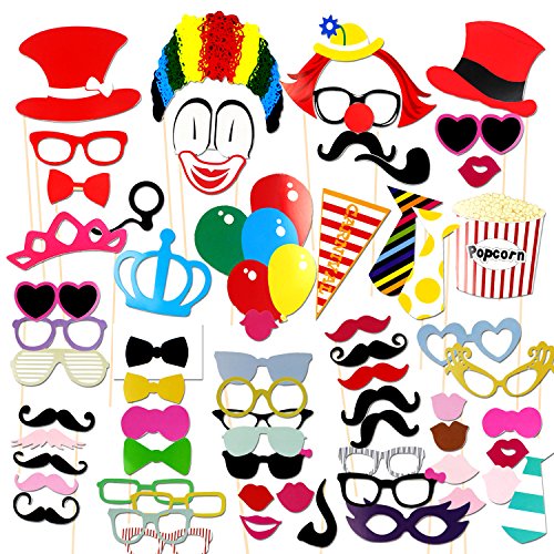 Coceca 75 Stück Foto Booth Props Fotorequisiten DIY zur Geburtstag Party, Hochzeit, Schulabschlußfeier und Fest