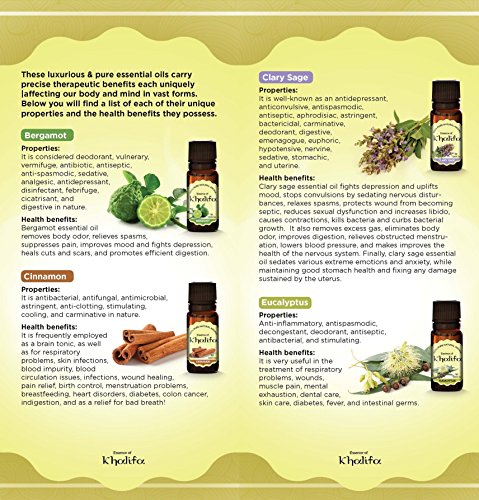 Essence Of Khalifa – 20-teiliges Set mit 10ml luxuriösen 100 and reinen ätherischen Ölen für die Aromatherapie – therapeutische Öle – eine Auswahl der 20 besten Öle mit Anleitung und Rezeptbuch - 5