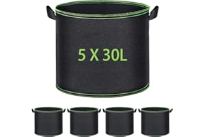 XZMCAT 5X Pflanzsack 30l, Pflanzsäcke aus Vliesstoff, Pflanztasche mit Tragegriffe, Pflanztasche Wiederverwendbarer für Gärtnerei und Wachsen der Pflanzung