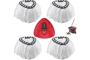 GOUDAN Confezione Da 4 Testine Di Ricambio Per Vileda Mocio Rotante, Ricariche Per Mocio In Microfibra Compatibili Con Mocio a Rotazione Triangolare, Con 1 Base Rotante Per La Pulizia Del Pavimento