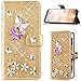 Produktbild Jinghuash Kompatibel mit Huawei P30 Hülle,Handytasche Schmetterling Muster Luxus Bling Glänzend Strass Diamant PU Leder Flip Case Brieftasche Schutzhülle Handyhülle-Gold