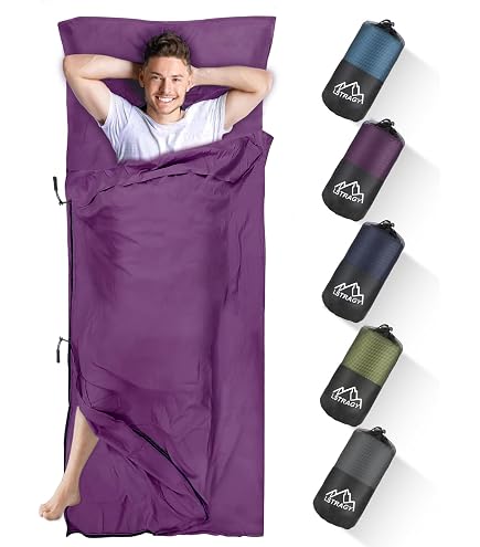 JAICOM Sac de couchage en soie ultra léger pour voyage, sac de couchage confortable et doux, petite taille une fois replié en microfibre, idéal pour l'été, la randonnée, les hôtels ou chalets JAICOM Sac de couchage en soie ultra léger pour voyage, sac de couchage confortable et doux, petite taille une fois replié en microfibre, idéal pour l'été, la randonnée, les hôtels ou chalets