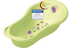 OKT KIDS Baby Badewanne XXL mit Stöpsel Hippo limone grün 100 cm