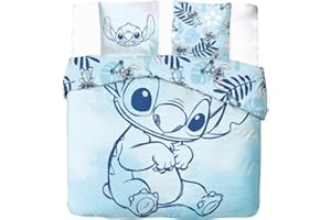 arlis Parure copripiumino in Stitch Disney, 1 copripiumino + 2 federe in 100% cotone (set da letto Stitch Disney per 2 persone, A, 240 x 220 cm)