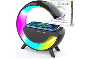 UK TECHNOLOGY LTD 【2025 Model】 G Lamp Wireless Charger,Night Lights Bluetooth Speaker Light, Wireless Charger Lamp, Multi Coloured Night Light for Bedroom, Dimmable LED, Birthday Gifts Gadgets For Teenage Boys Girls