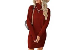 JFAN Vestido de Punto para Mujer on Cuello Alto Vestidos de Jersey Elegantes de Invierno Midi Vestidos Casual para Mujer