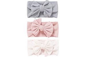 BLEEZM Baby Mädchen Nylon Stirnbänder - 3 Stück Haarschleife Baby Haarschmuck Baby Mädchen Stirnband Baby Mädchen Baby Schleifen HaarbandHaarbänder für Neugeborene Kleinkinder und Kinder