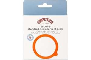 Kilner Replacement Rubber Seals Pack of 6 Airtight Food-Safe Seals for Round and Square Clip Top Jars (0.35 L to 2 Litre) Durable, Reusable, and Ideal for Preserving and Storage