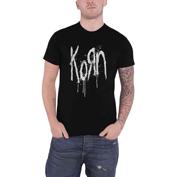 T-shirt Officiel Korn - Ringer Tee Avec Logo Du Groupe, Coupe Unisex, Noir