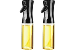 KROWN - Set de 2 Pulverizadores de Aceite de Cristal 220ml – Spray Antigoteo para Cocina Saludable, Aceitera Vinagrera Difusora para Freidora de Aire, Parrilla y Ensaladas