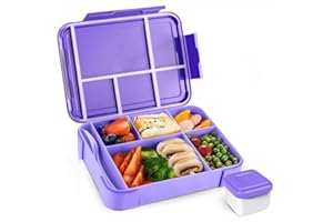 PUWOWYE Pudełko na lunch, pudełko na lunch ze sztućcami, 1330 ml dla dorosłych dla dzieci, pudełko bento z 5 przegródkami, pojemnik na lunch do kuchenki mikrofalowej, do pracy na piknik biurowy, bez