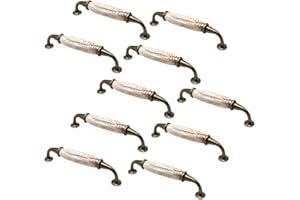 NUZAMAS - Set di 10 maniglie vintage in ceramica per ante di armadietti, cassetti, in lega di zinco, lunghezza 148 mm, manopole per armadio da cucina e guardaroba, da centro a centro 128 mm