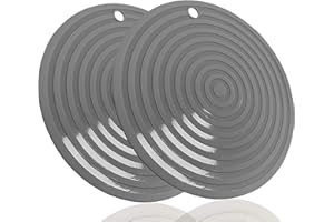 LOGHOG 2 Pack,Silicone Trivet Mats/Hot Pads,Pot Holder,9.45"Diameter Non Slip Flexible Durable Heat Resistant Pot Coaster Kitchen Table Mats (Round Coffee)