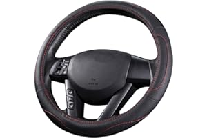 coofig Funda Volante Coche Transpirable Antideslizante de 15 Pulgadas de PU Cuero,Protector Volante Voche Compatible con Universal Car Truck SUV (Negro-2)