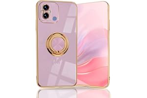 BORYA Funda para Xiaomi Redmi 12C/Xiaomi Redmi 11A, Ultradelgado Suave Silicona Carcasa TPU Bumper Antigolpes Estuche, Galvanoplastia Phnom Penh 360°Anillo Soporte Caso, Púrpura