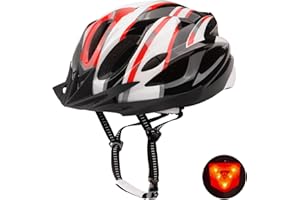 Shinmax Casco Bicicleta Adulto Casco Bicicleta con luz Casco Bicicleta Mujere Hombre, Casco Bicicleta con Visera,Certificado CE Ajustable Ligera Casco Ciclismo para Montaña Carretera 56-62CM