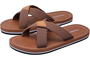 Harssidanzar Men's Cross Slide Sandals Slip on Comfortable Lightweight Summer Slipper Shoes For Indoor and Outdoor Quick-Dry KM229UK
