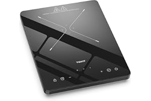 ‎TOKIT Camping Induktionskochfeld 1 Platte, 2000W Induktionskochplatte Mobile 9-Temperaturstufen Und 9-Leistungseinstellung, 26cm Kochfeld Induktion Camping Mit 3-Stunden-Timer, Sicherheitsschloss