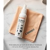 Cleenest Ekran Temizleyici Seti &ndash; 125 ml Nazik Sprey & Yumuşacık 30x30 Kaşmir Bez &ndash; T&uuml;m Ekranlar İ&ccedil;in Parlak &Ccedil;&ouml;z&uuml;m