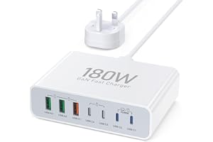 SAKUAOI USB C Charger 180W Charging Station 7 Ports Multi USB Desktop, USB C Laptop Charger Compatible with MacBook Pro/Air, iPad Series, iPhone Samsung Galaxy Note