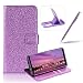 Produktbild Glänzend Premium PU Leder Case für Samsung Galaxy S9 Plus, Herzzer Glitzer Bling Wallet Flip Case Soft Innere Bumper mit Magnetverschluss Ständerfunktion ID Karte Schutzhülle für Samsung Galaxy S9 Plus - Lila