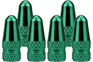SENZEAL 6Pcs Bicycle Presta Valve Dust Caps Aluminum Alloy French Style Cycling Tyre Valve Stem Caps for MTB Bicycle Road Bike Wheels Green