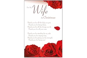 Emotional Rescue Christmas Card for Wife With Roses, Thank You For All The Help You Give, Red & White, 22.8 x 15.2 cms