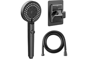 Diyxisk 5 Mode Pommeau de Douche,Douchette à Main Set,Shower Head Economie Deau Avec Bouton Stop Haute Pression Plusieurs Jet (Noir))