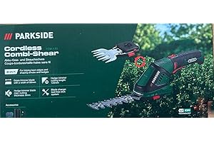 HKM Akku Technik Parkside PGSA 4 Ciseaux à gazon et arbustes Alimenté par pile,sans fil avec poignée souple rotative Chargeur USB,Vert