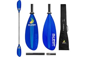 Z&J SPORT Kayak Paddle Fiberglass Blade with Paddle Bag, Adjustable Recreational Touring Kayak Paddle for Dynamic Kayaking in Ocean, River, Lake