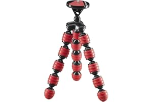 Cullmann Alpha 350 mobile flessibile mini treppiede con supporto per smartphone, rosso, carico massimo 1 kg, 204g leggero
