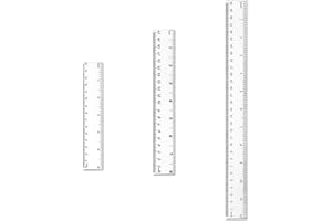 QincLing 3-Piece Plastic Ruler Set, Clear Straight Ruler, 6, 8, 12 Inches (15, 20, 30cm) Measuring Tool for Students & Offices