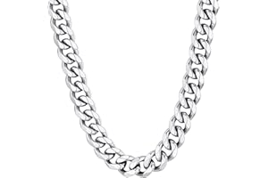 ChainsHouse Collana Uomo Acciaio Collana Argento Catena Cubana Collana Oro 18K Larghezza 3/6/9/12MM Catenina Uomo Hiphop Punk Rock Catena Spessa Chunky Catena a Maglia Regalo Ragazzo